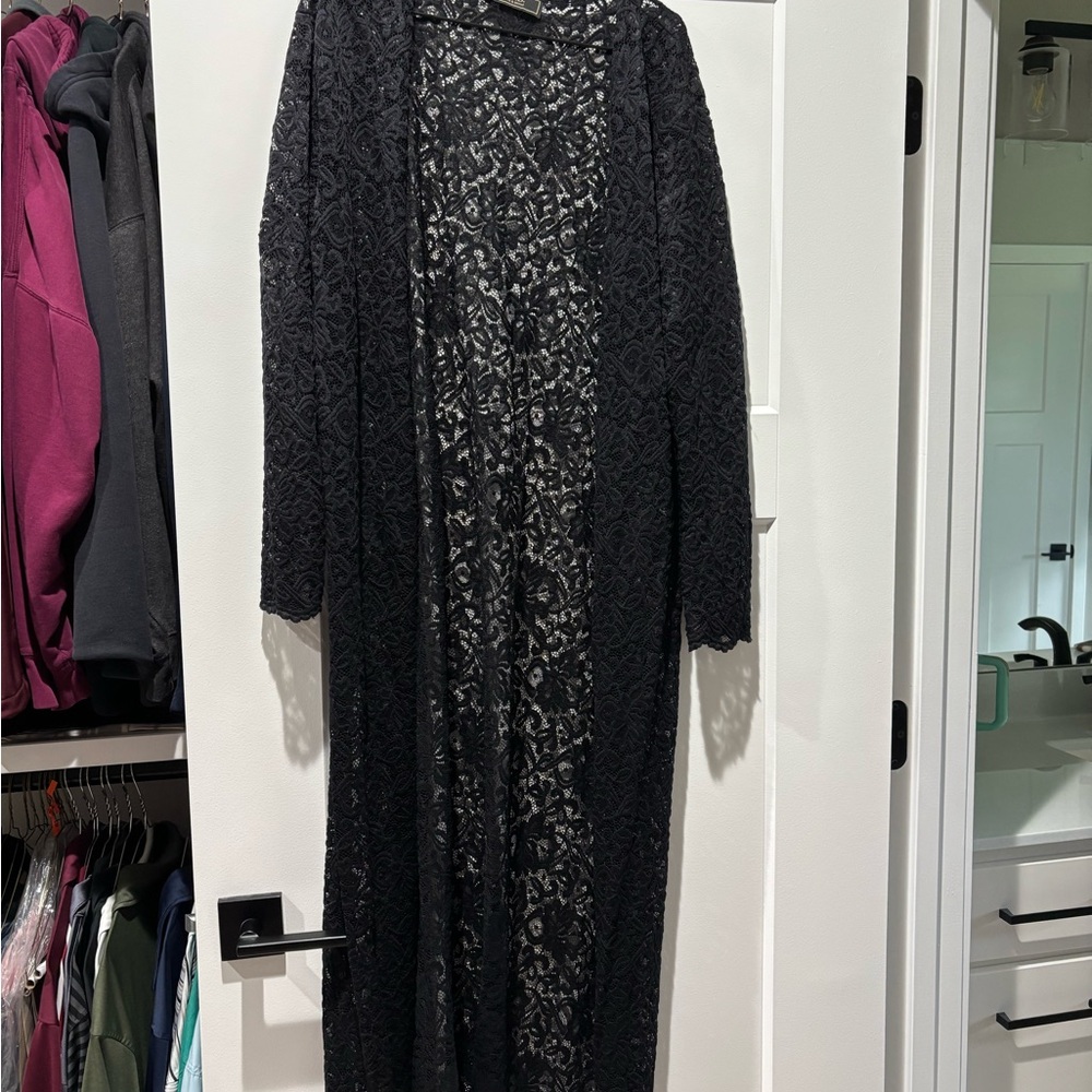 Black Lace Long Cardigan